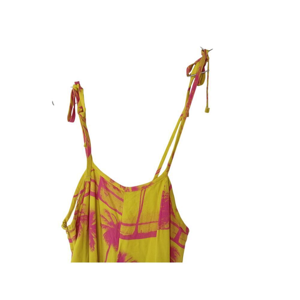 New Urban Outfitters Sunny Flare Cutout Pants Yellow Palm Tree Sz 14 Boho - Picture 6 of 10